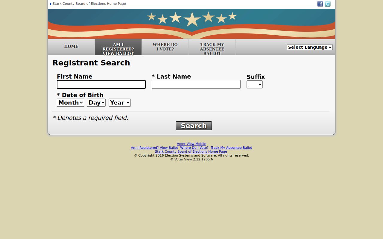 Stark County residents directory voter registration lookup form