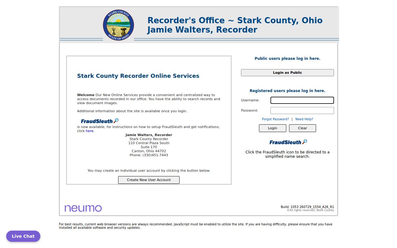 Stark County residents directory CountyFusion recorded document search