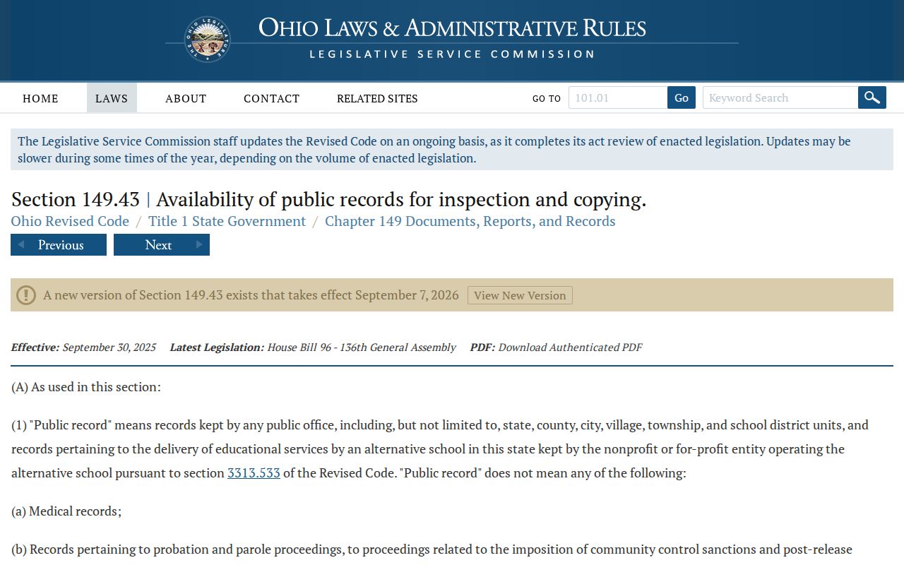 Stark County residents directory Ohio Public Records Act source