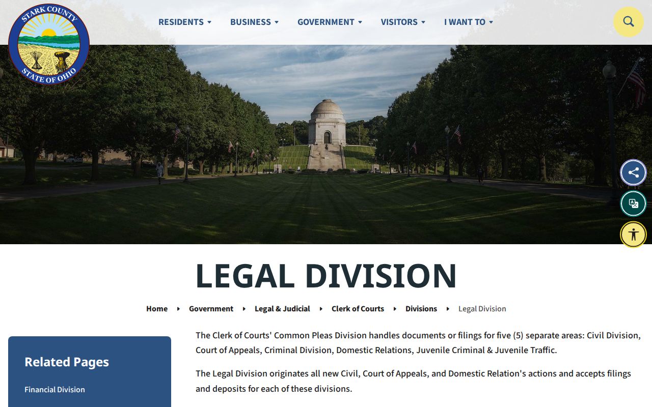 Stark County ZIP code directory legal division geography